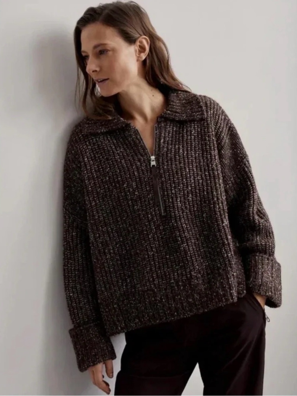 Varley Amelia Half Zip Knit Wool Blend Sweater